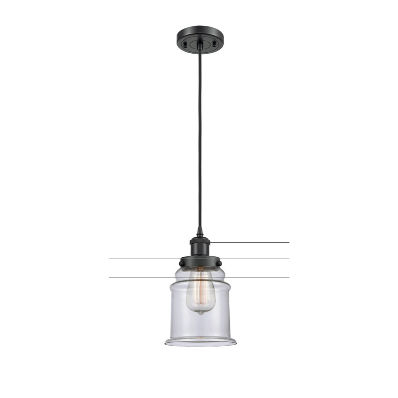 Innovations Canton 6in 1-Light Mini Pendant | Modern Contempo Matte Black Steel and Clear Glass | Kitchen Island & Dining Room | Model 916-1P-BK-G182