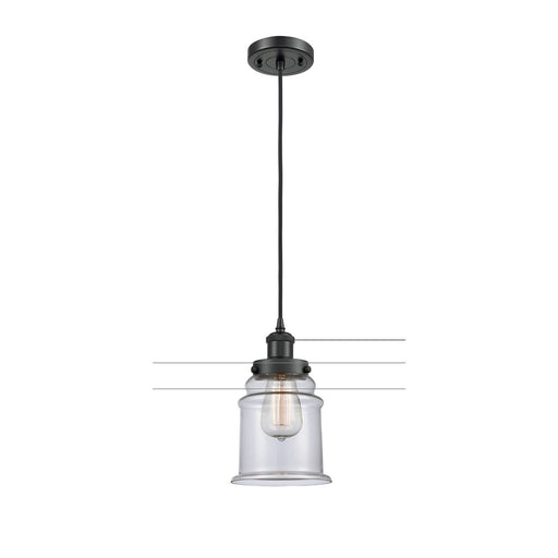 Innovations Canton 6in 1-Light Mini Pendant | Modern Contempo Matte Black Steel and Clear Glass | Kitchen Island & Dining Room | Model 916-1P-BK-G182