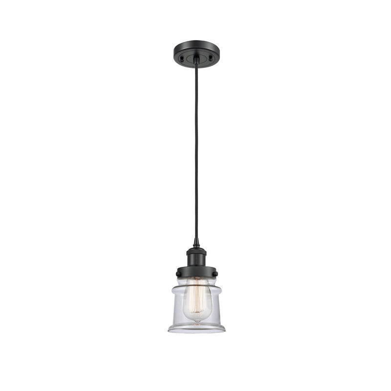 Innovations Canton 5.25in 1-Light Mini Pendant | Modern Contempo Matte Black Steel and Clear Glass | Kitchen Island & Dining Room | Model 916-1P-BK-G182S