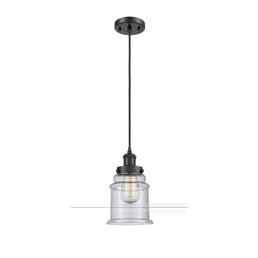 Innovations Canton 6in 1-Light Mini Pendant | Modern Contempo Matte Black Steel and Seedy Glass | Kitchen Island & Dining Room | Model 916-1P-BK-G184
