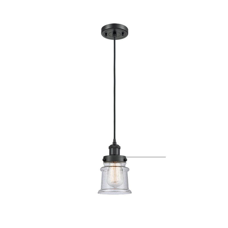 Innovations Canton 5.25in 1-Light Mini Pendant | Modern Contempo Matte Black Steel and Seedy Glass | Kitchen Island & Dining Room | Model 916-1P-BK-G184S