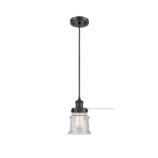 Innovations Canton 5.25in 1-Light Mini Pendant | Modern Contempo Matte Black Steel and Seedy Glass | Kitchen Island & Dining Room | Model 916-1P-BK-G184S