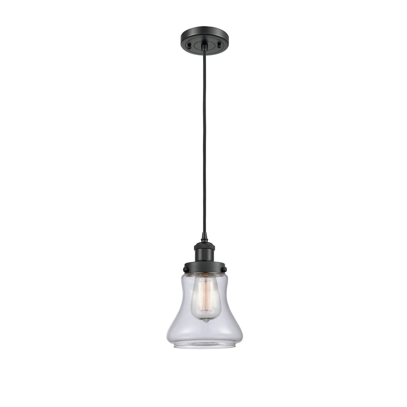 Innovations Bellmont 6in 1-Light Mini Pendant | Modern Transitional Matte Black Steel and Clear Glass | Kitchen Island & Dining | Model 916-1P-BK-G192