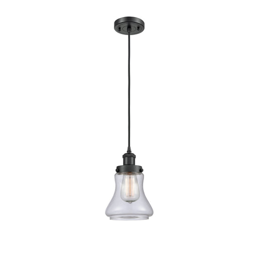 Innovations Bellmont 6in 1-Light Mini Pendant | Modern Transitional Matte Black Steel and Clear Glass | Kitchen Island & Dining | Model 916-1P-BK-G192