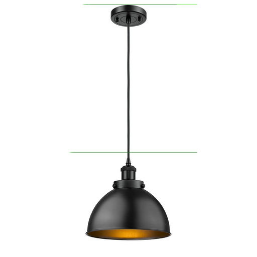 Innovations Derby 10in 1-Light Mini Pendant | Industrial Matte Black Steel Metal Shade | Kitchen Island & Dining Room | Model 916-1P-BK-MFD-10-BK
