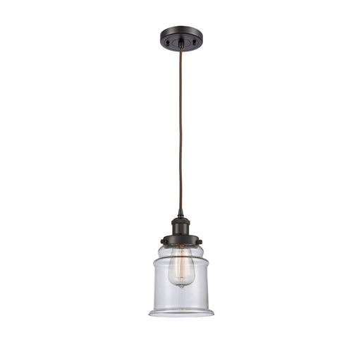 Innovations Canton 6in 1-Light Mini Pendant | Modern Contempo Oil Rubbed Bronze Steel and Clear Glass | Kitchen Island & Dining | Model 916-1P-OB-G182
