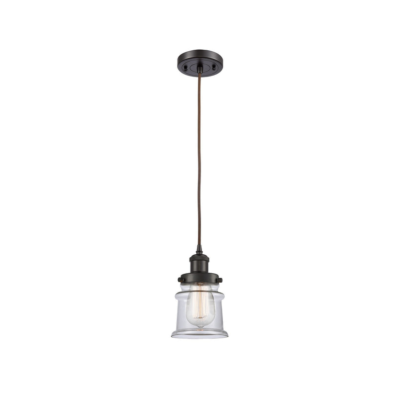 Innovations Canton 5.25in 1-Light Mini Pendant | Modern Transitional Oil Rubbed Bronze Steel and Clear Glass | Kitchen Island & | Model 916-1P-OB-G182S