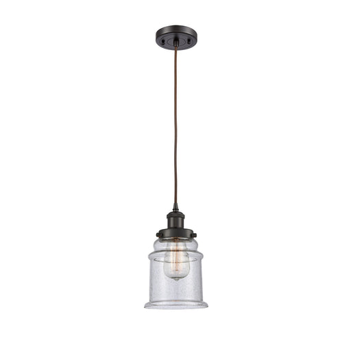 Innovations Canton 6in 1-Light Mini Pendant | Modern Transitional Oil Rubbed Bronze Steel and Seedy Glass | Kitchen Island & Dining | Model 916-1P-OB-G184
