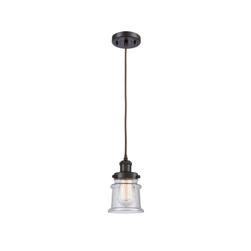 Innovations Canton 5.25in 1-Light Mini Pendant | Modern Transitional Oil Rubbed Bronze Steel and Seedy Glass | Kitchen Island & | Model 916-1P-OB-G184S