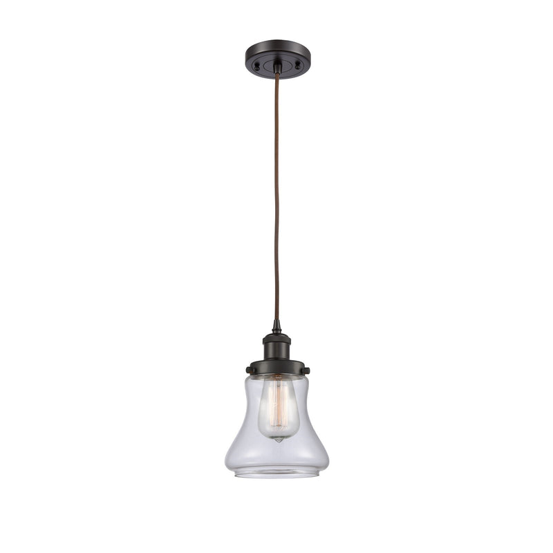 Innovations Bellmont 6.12in 1-Light Mini Pendant | Modern Transitional Oil Rubbed Bronze Steel and Clear Glass | Kitchen Island & | Model 916-1P-OB-G192