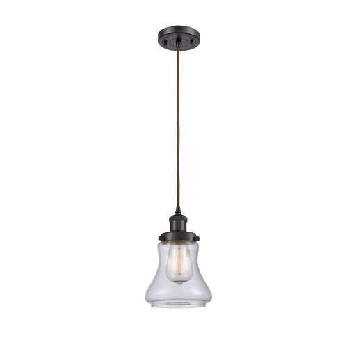 Innovations Bellmont 6.12in 1-Light Mini Pendant | Modern Transitional Oil Rubbed Bronze Steel and Clear Glass | Kitchen Island & | Model 916-1P-OB-G192