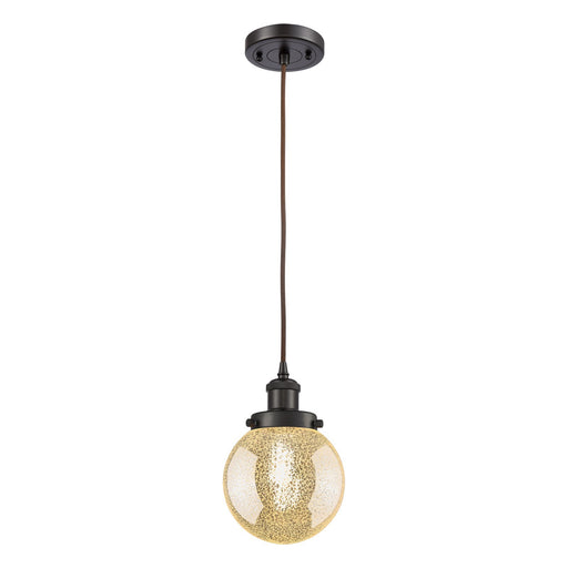 Innovations Beacon 6in 1-Light Mini Pendant | Industrial Oil Rubbed Bronze Steel and Mercury Seeded Glass | Kitchen Island & | Model 916-1P-OB-G208-6
