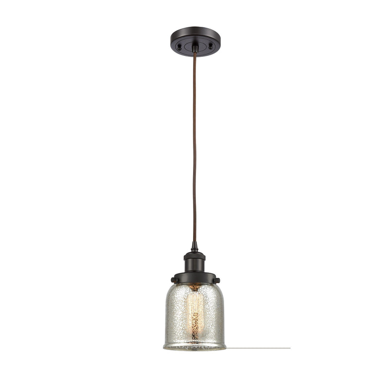 Innovations Bell 5in 1-Light Mini Pendant | Industrial Oil Rubbed Bronze and Silver Plated Mercury Glass | Kitchen Island & | Model 916-1P-OB-G58-LED