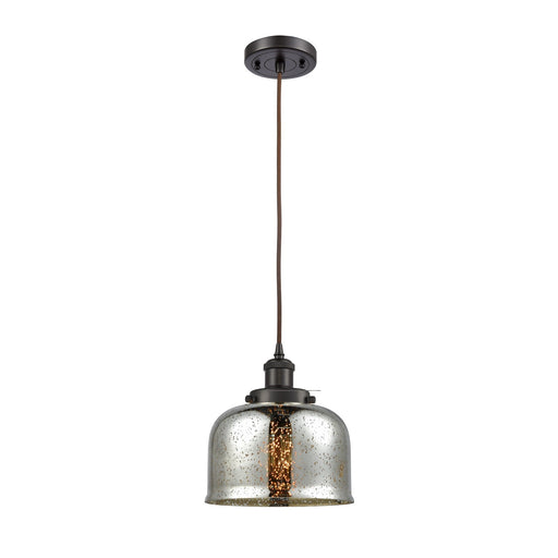 Innovations Bell 8in 1-Light Mini Pendant | Industrial Oil Rubbed Bronze and Silver Plated Mercury Glass | Kitchen Island & | Model 916-1P-OB-G78-LED