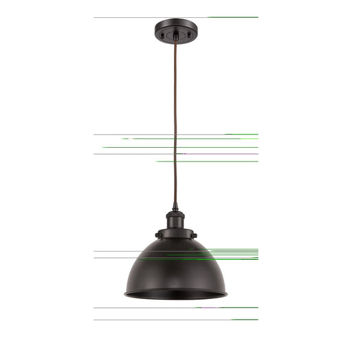 Innovations Derby 10in 1-Light LED Mini Pendant | Industrial Farmhouse Oil Rubbed Bronze Steel and Metal Shade | Kitchen | Model 916-1P-OB-MFD-10-OB-LED