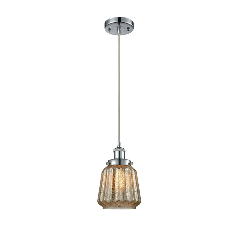 Innovations Chatham 7in 1-Light Mini Pendant | Modern Transitional Polished Chrome Steel and Mercury Ribbed Glass | Kitchen Island | Model 916-1P-PC-G146