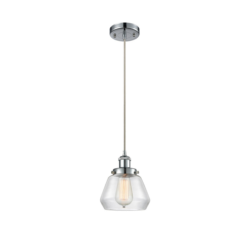 Innovations Fulton 7in 1-Light Mini Pendant | Modern Transitional Polished Chrome and Clear Glass | Kitchen Island & Dining Room | Model 916-1P-PC-G172