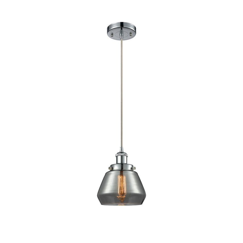 Innovations Fulton 7in 1-Light Mini Pendant | Modern Transitional Polished Chrome and Light Smoke Glass | Kitchen Island & Dining | Model 916-1P-PC-G173