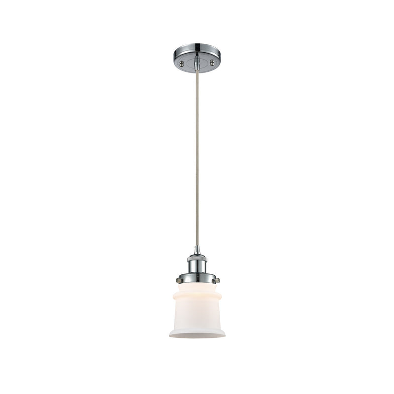 Innovations Canton 5.25in 1-Light Mini Pendant | Modern Contempo Polished Chrome and Matte White Frosted Glass | Kitchen Island & | Model 916-1P-PC-G181S