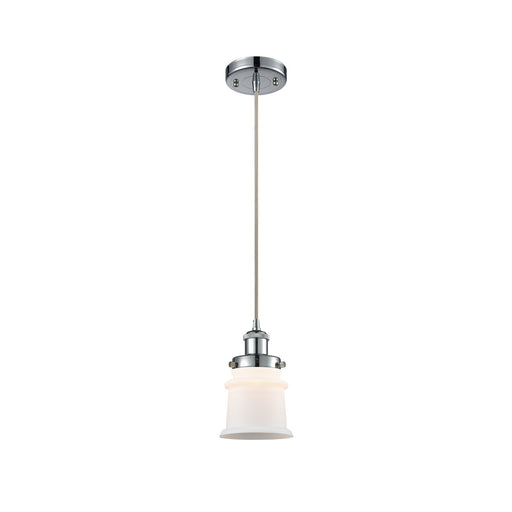 Innovations Canton 5.25in 1-Light Mini Pendant | Modern Contempo Polished Chrome and Matte White Frosted Glass | Kitchen Island & | Model 916-1P-PC-G181S