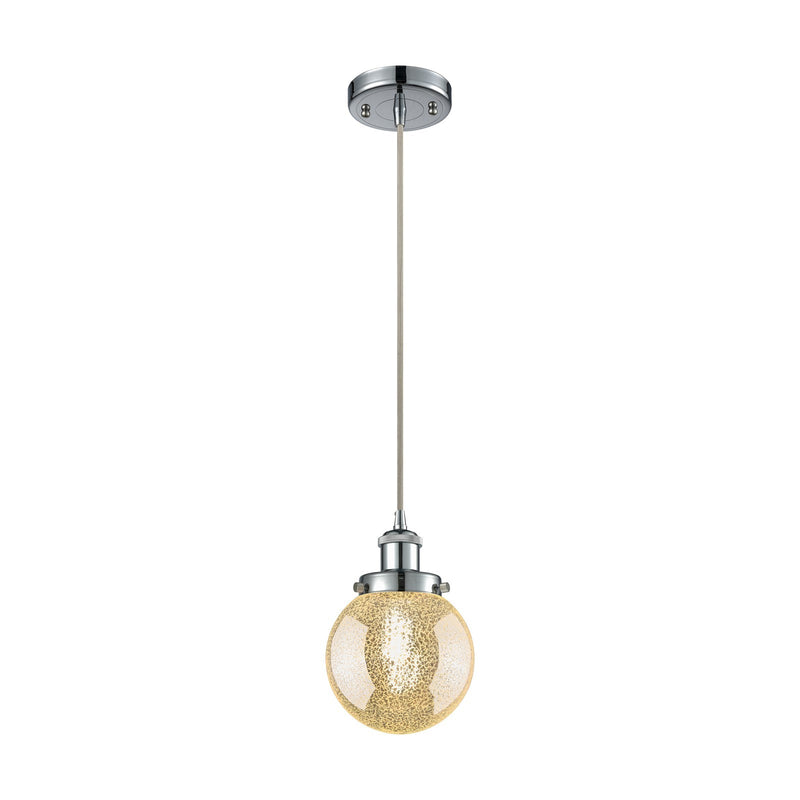 Innovations Beacon 6in 1-Light Mini Pendant | Modern Contempo Polished Chrome and Mercury Glass | Kitchen Island & Dining Room | Model 916-1P-PC-G208-6