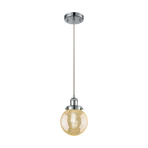 Innovations Beacon 6in 1-Light Mini Pendant | Modern Contempo Polished Chrome and Mercury Glass | Kitchen Island & Dining Room | Model 916-1P-PC-G208-6