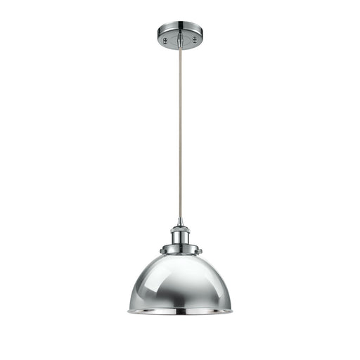 Innovations Derby 10in 1-Light Mini Pendant | Industrial Polished Chrome Metal Dome | Kitchen Island & Dining Room | Model 916-1P-PC-MFD-10-PC-LED
