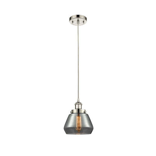 Innovations Fulton 7in 1-Light Mini Pendant | Modern Transitional Polished Nickel and Light Smoke Glass | Kitchen Island & Dining | Model 916-1P-PN-G173