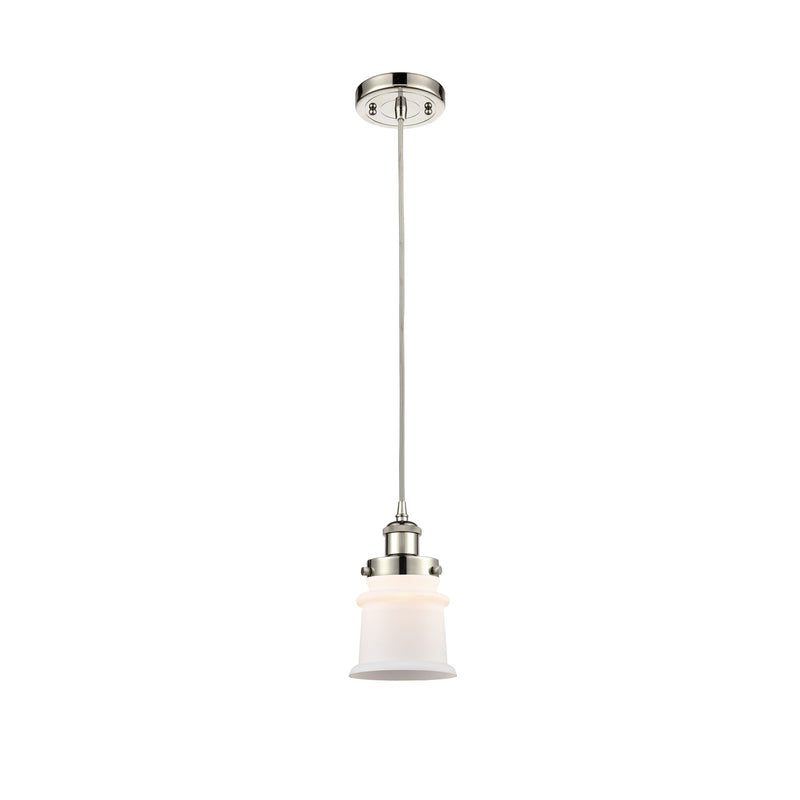 Innovations Canton 5.25in 1-Light Mini Pendant | Modern Transitional Polished Nickel and Matte White Frosted Glass | Kitchen | Model 916-1P-PN-G181S