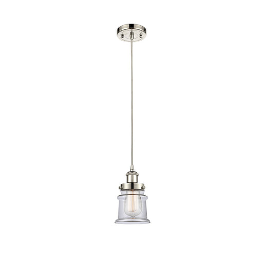 Innovations Canton 5.25in 1-Light Mini Pendant | Modern Transitional Polished Nickel and Clear Glass | Kitchen Island & Dining | Model 916-1P-PN-G182S