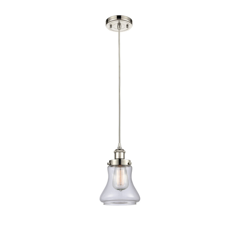 Innovations Bellmont 6.125in 1-Light Mini Pendant | Modern Transitional Polished Nickel and Clear Glass | Kitchen Island & Dining | Model 916-1P-PN-G192