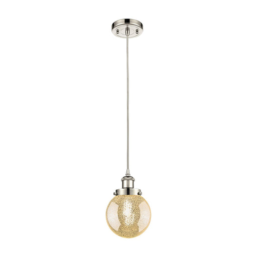 Innovations Beacon 6in 1-Light Mini Pendant | Modern Polished Nickel Steel and Mercury Seeded Glass | Kitchen Island & Dining | Model 916-1P-PN-G208-6
