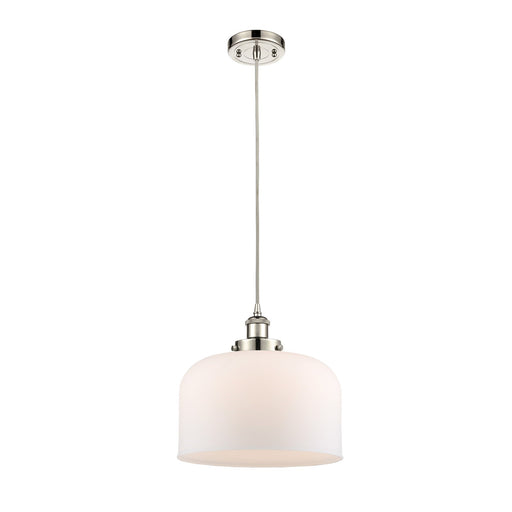 Innovations Bell 12in 1-Light Mini Pendant | Polished Nickel Steel and Matte White Frosted Glass | Kitchen Island & Dining | Model 916-1P-PN-G71-L-LED