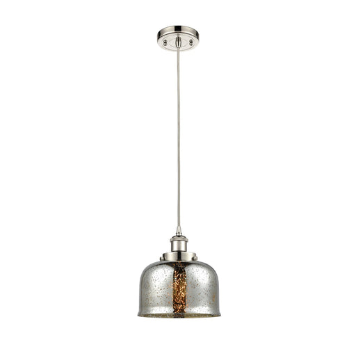 Innovations Bell 8in 1-Light Mini Pendant | Industrial Polished Nickel Steel and Silver Plated Mercury Glass | Kitchen Island & | Model 916-1P-PN-G78-LED