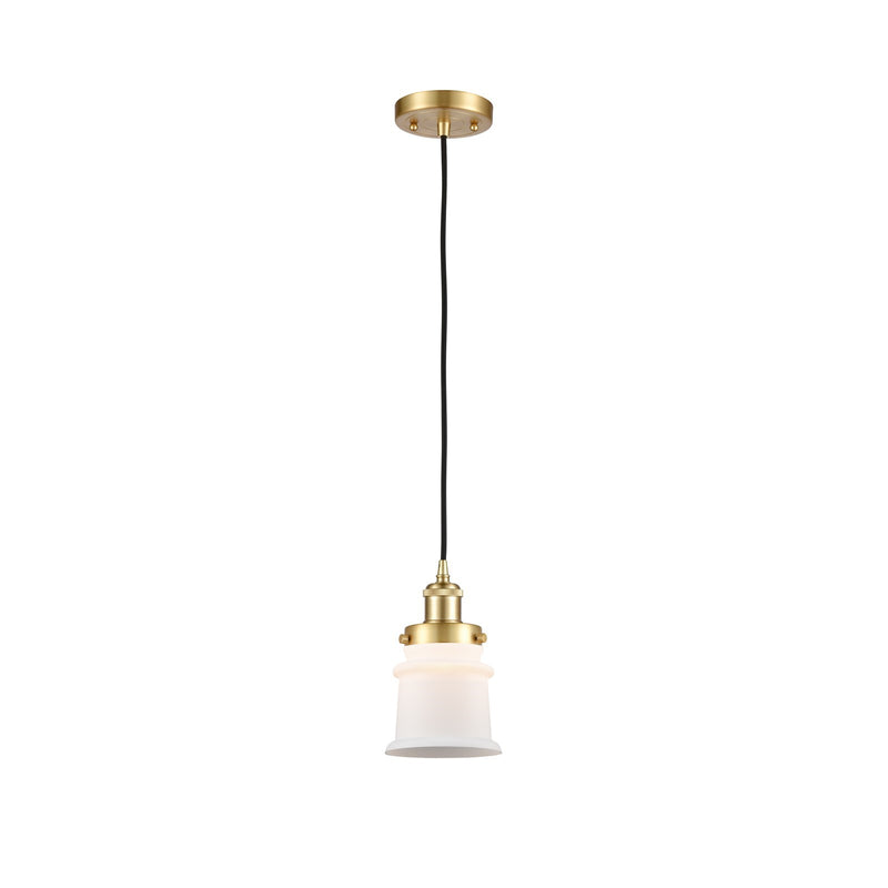 Innovations Canton 5.25in 1-Light Mini Pendant | Modern Transitional Satin Gold Steel and Matte White Frosted Glass | Kitchen | Model 916-1P-SG-G181S