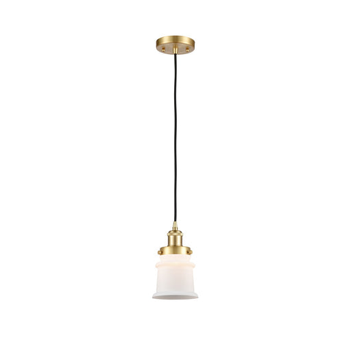 Innovations Canton 5.25in 1-Light Mini Pendant | Modern Transitional Satin Gold Steel and Matte White Frosted Glass | Kitchen | Model 916-1P-SG-G181S