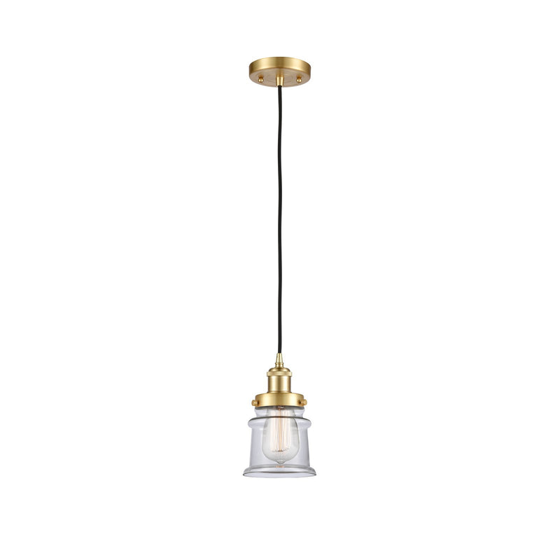 Innovations Canton 5.25in 1-Light Mini Pendant | Modern Transitional Satin Gold Steel and Clear Glass | Kitchen Island & Dining | Model 916-1P-SG-G182S