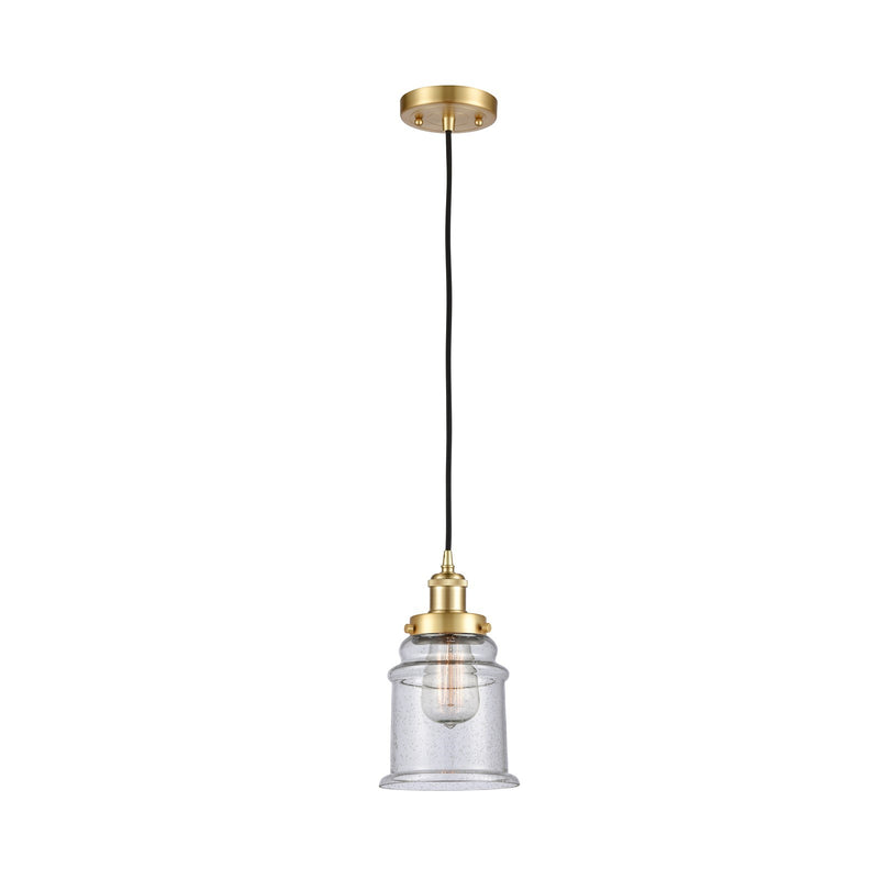 Innovations Canton 6in 1-Light Mini Pendant | Modern Transitional Satin Gold Steel and Seedy Glass | Kitchen Island & Dining Room | Model 916-1P-SG-G184