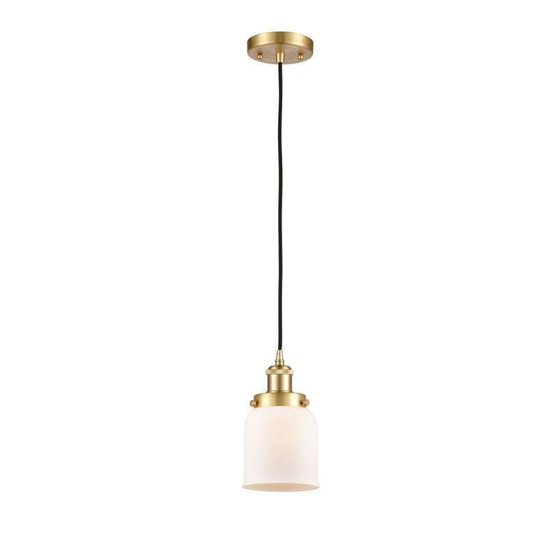 Innovations Bell 5in 1-Light Mini Pendant | Industrial Satin Gold Steel and Matte White Glass | Kitchen Island & Dining Room | Model 916-1P-SG-G51