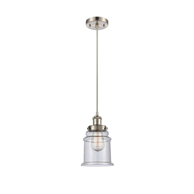 Innovations Canton 6in 1-Light Mini Pendant | Modern Transitional Brushed Satin Nickel and Seedy Glass | Kitchen Island & Dining | Model 916-1P-SN-G184