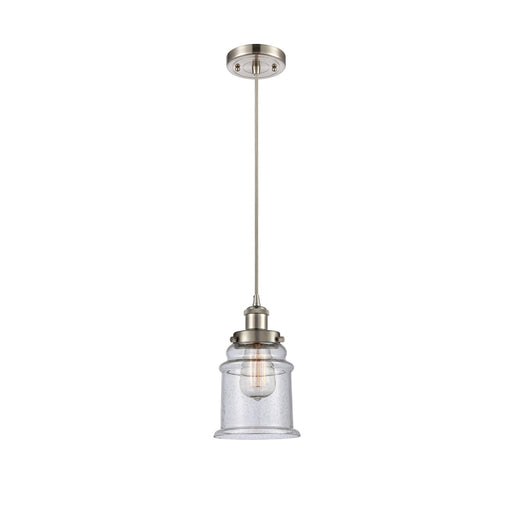 Innovations Canton 6in 1-Light Mini Pendant | Modern Transitional Brushed Satin Nickel and Seedy Glass | Kitchen Island & Dining | Model 916-1P-SN-G184