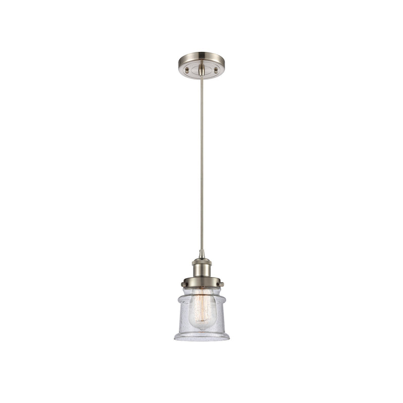 Innovations Canton 5.25in 1-Light Mini Pendant | Modern Transitional Brushed Satin Nickel and Seedy Glass | Kitchen Island & | Model 916-1P-SN-G184S