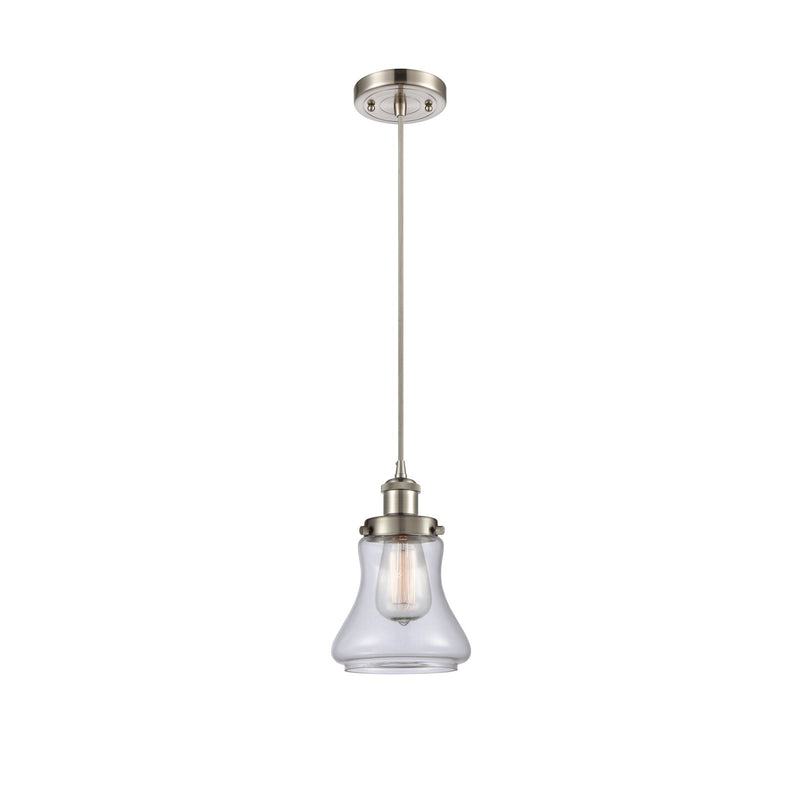 Innovations Bellmont 6.125in 1-Light Mini Pendant | Modern Transitional Brushed Satin Nickel and Clear Glass | Kitchen Island & | Model 916-1P-SN-G192