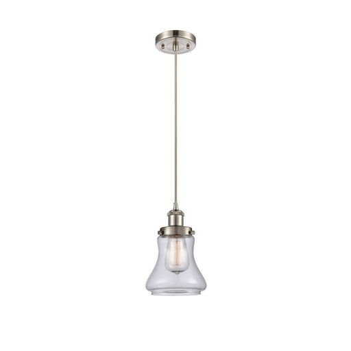 Innovations Bellmont 6.125in 1-Light Mini Pendant | Modern Transitional Brushed Satin Nickel and Clear Glass | Kitchen Island & | Model 916-1P-SN-G192