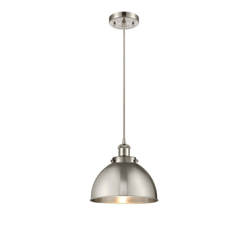 Innovations Derby 10in 1-Light Mini Pendant | Industrial Brushed Satin Nickel Steel and Metal Shade | Kitchen Island & | Model 916-1P-SN-MFD-10-SN-LED