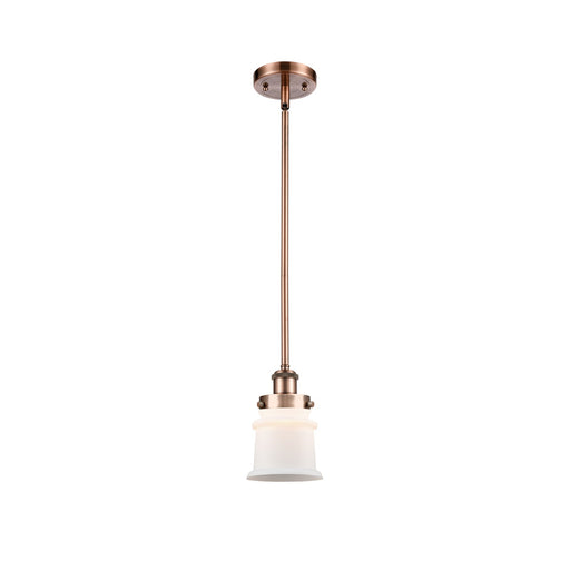 Innovations Canton 5.25in 1-Light Mini Pendant | Modern Contempo Antique Copper Steel and Matte White Frosted Glass | Kitchen | Model 916-1S-AC-G181S