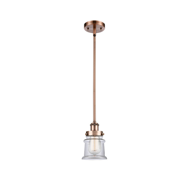 Innovations Canton 5.25in 1-Light Mini Pendant | Modern Contempo Antique Copper Steel and Clear Glass | Kitchen Island & Dining | Model 916-1S-AC-G182S