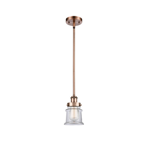 Innovations Canton 5.25in 1-Light Mini Pendant | Modern Contempo Antique Copper Steel and Clear Glass | Kitchen Island & Dining | Model 916-1S-AC-G182S