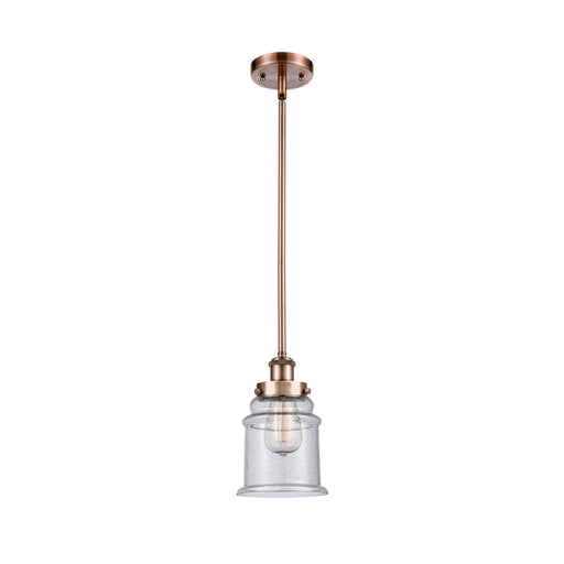 Innovations Canton 6in 1-Light Mini Pendant | Modern Contempo Antique Copper Steel and Seedy Glass | Kitchen Island & Dining Room | Model 916-1S-AC-G184