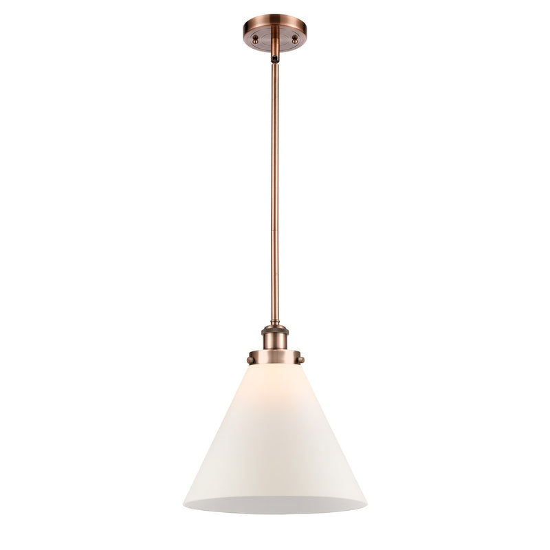 Innovations Cone 12in 1-Light Mini Pendant | Industrial Antique Copper Steel and Matte White Frosted Glass | Kitchen Island & | Model 916-1S-AC-G41-L